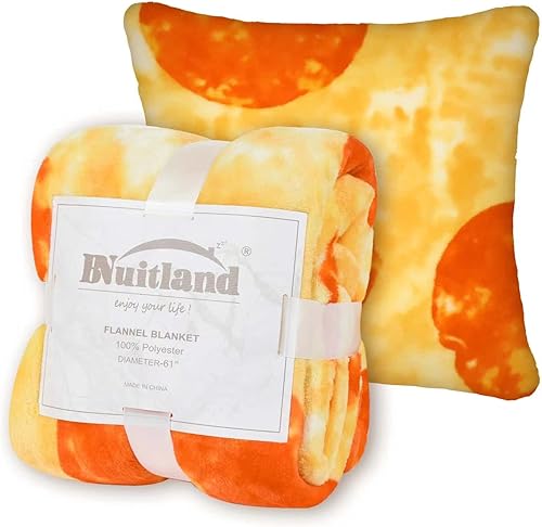 Miniatura 8 de Bnuitland Manta divertida de pizza de 72 pulgadas con funda de almohada (18 x 18 pulgadas), 300 GSM de doble cara gigante novedosa y novedosa manta