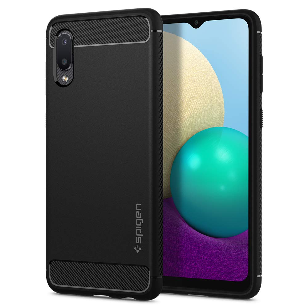 Spigen Samsung Galaxy A02 / M02 ile Uyumlu Kılıf Rugged Armor Matte Black - ACS02739