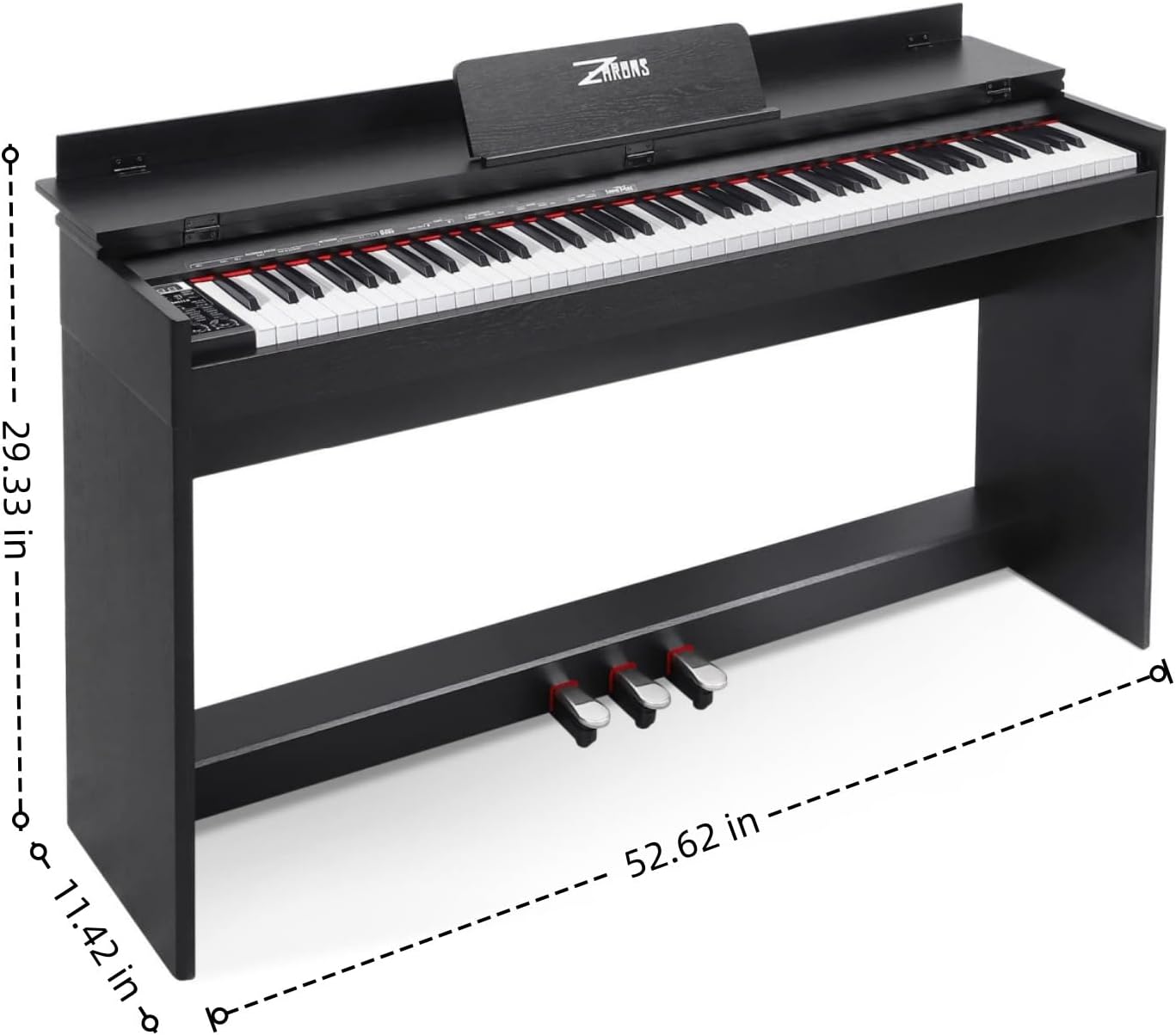 Digital Piano 88 Key Full-Size Weighted Keyboard, Wooden Classic Upright Electric Piano with Headphone Jack, Piano Stand, 3 Pedal, Suitable for Beginner, Professional