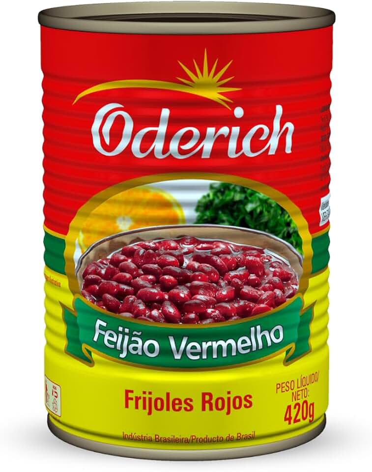Feijão Vermelho Oderich 420G, Feijão Vermelho Cozido Em Conserva, Amarelo, Grãos Selecionados E Nutritivos, Fonte De Proteínas E Fibras, Textura Macia E Pronto Para Consumo, Tradição Em Qualidade Desd