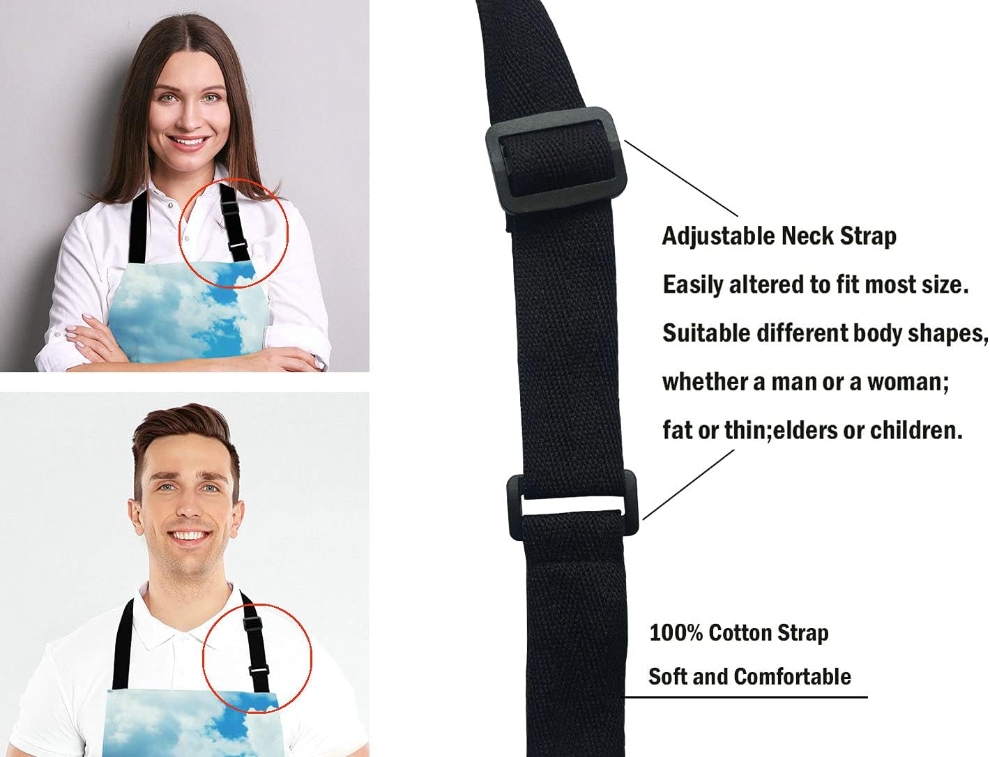 Beaches Sunny day Bib Apron with Adjustable Neck for Men Women,Suitable for Home Kitchen Cooking Waitress Chef Grill Bistro Baking BBQ Cobbler Apron - Image 5