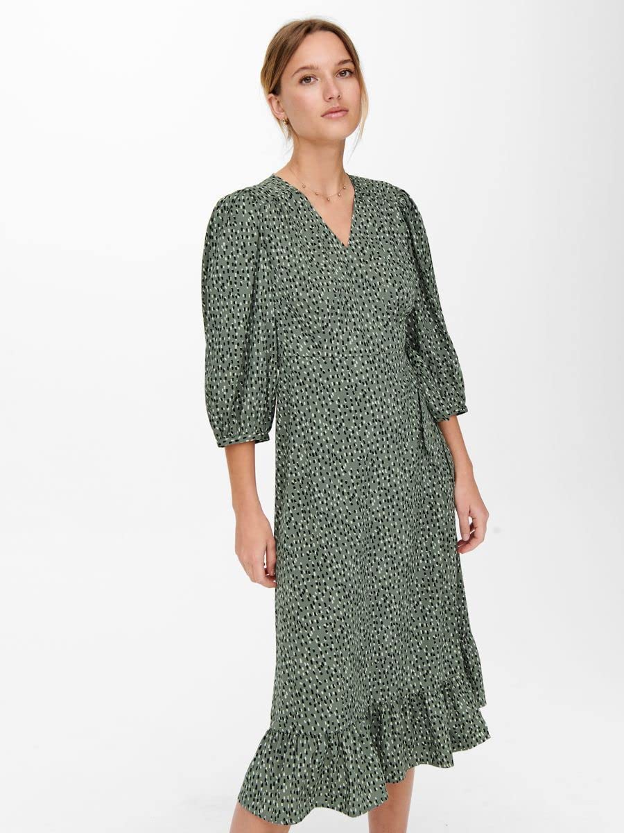 Only Onlolivia 3/4 Wrap Midi Dress WVN Noos Robe midi Femme