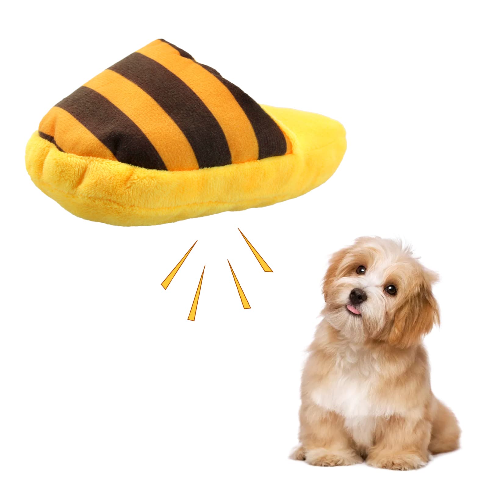 FuninCrea Dog Chew Toys Cute Plush Slippers Pet Toys Funny Interactive Indoor Dog Toys for Medium Dogs&Puppies Durable Self-Play Dog Squeeze Toy for Dental Biting Chasing to Kill Boring Time (Yellow)