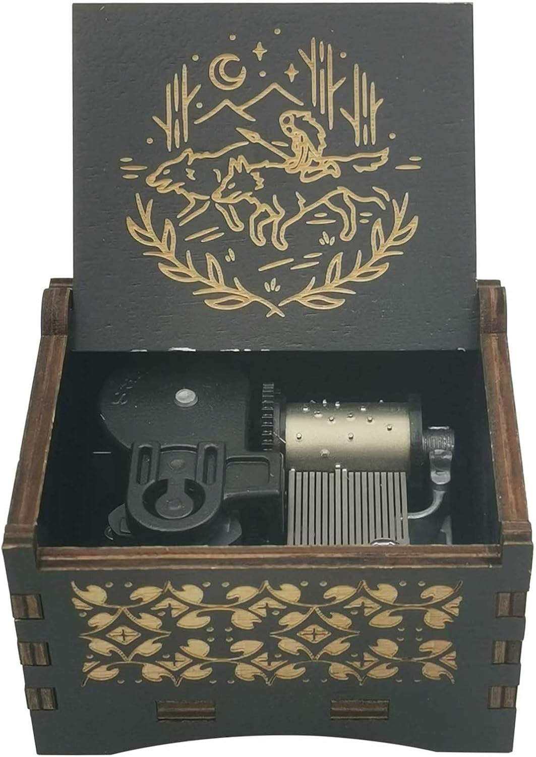 Princess Music Box Laser Engraving Music Box Mononokes Windup Musical Box Silvery Movement Christmas Birthday Gift (74-EJ1 Windup)