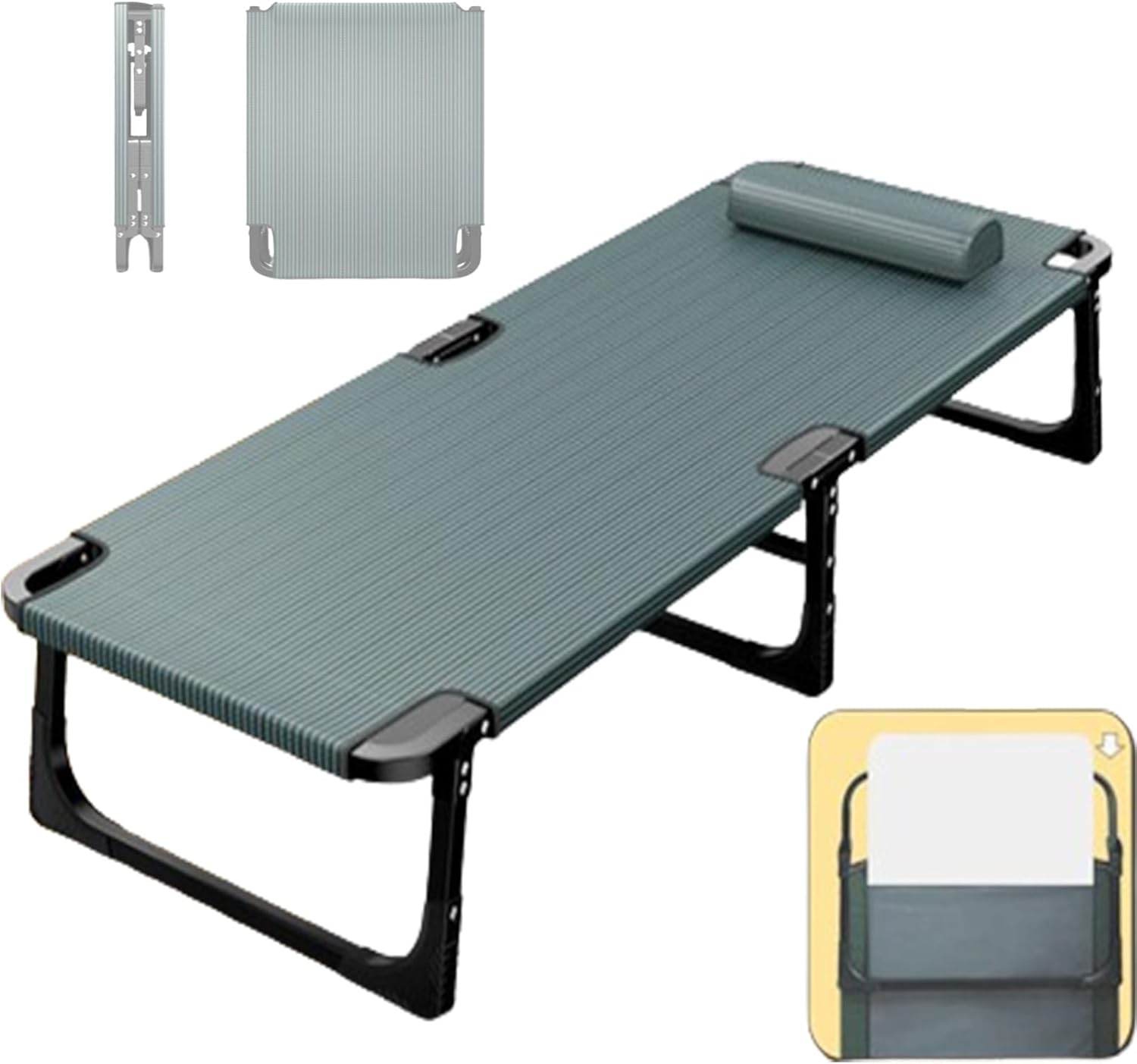 Portable Folding Adult Bed,Camping Cot Guest Folding Beds, Portable Sleeping Cots for Adults, Foldable Cot with Pillow, Heavy Duty Cot Bed 440 Lbs, 65cm Extra Wide Cots for Camping Bedro