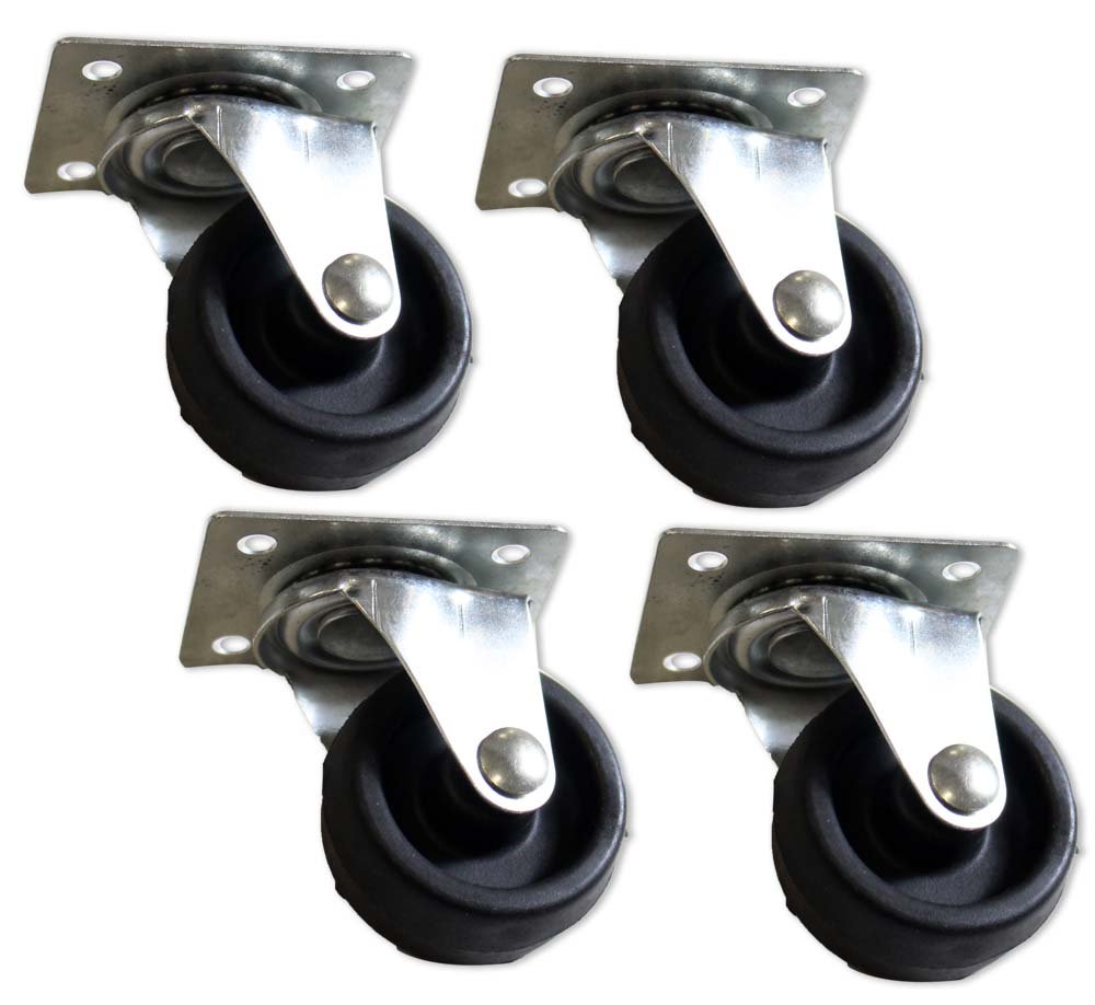 Helios 4 Piece 40MM (1-1/2 inch) Casters (Fixed Position) - | Ideal for Carts, Furniture & Classroom Equipment | Non-Locking Durable Wheels
