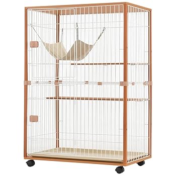 新品 猫 ケージ キャットケージ 2段 木製フレーム 951-180 ケージ 猫 2段 キャットケージ おしゃれ 木製フレーム