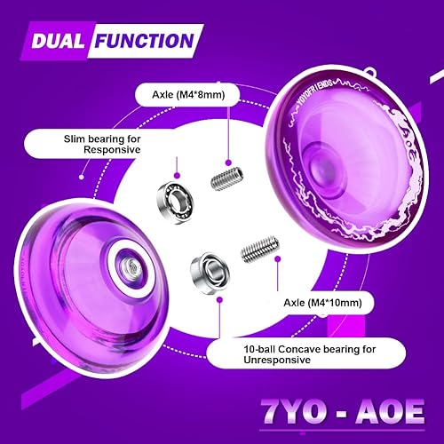 Miniatura 3 de 7YO Yoyo AOE profesional, Yoyo de cristal para niños principiantes, Yoyo de doble propósito con rodamiento Yoyo que no responde para avanzado, truco