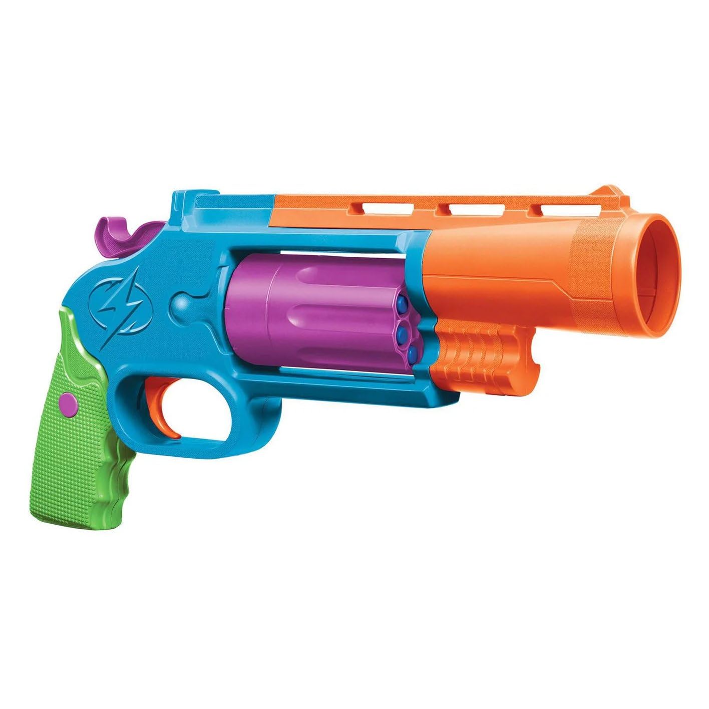 BuzzBee Air Warriors Thundershot Dart-Blaster - Einhändiger Revolver mit 8er Trommel - 10 Long-Distance Darts - Hammer Action Mechanismus