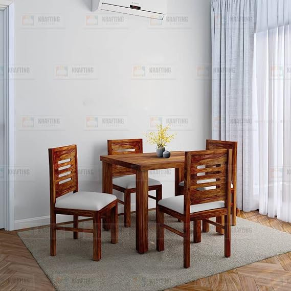 Krafting Kustoms Sheesham Wood Dining Table 4 Seater with Chair Set ...