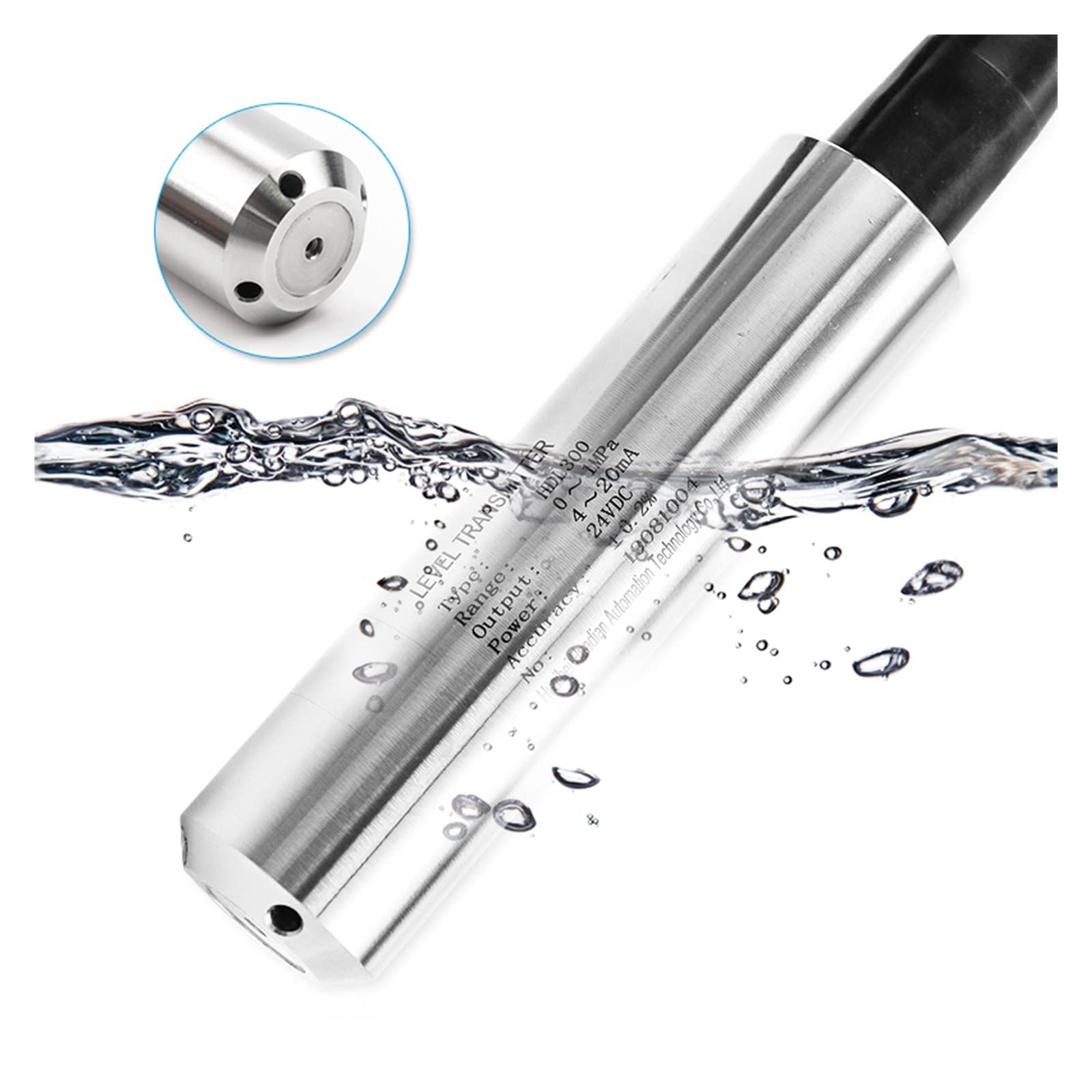 Medidor de nivel de agua, Medidor de nivel de líquido con sensor de nivel de agua estático de 4-20 mA for sensor de pendiente de tanque(2m)