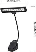 Vista 7 de Keenso Luces de soporte de música, lámpara de soporte de música recargable, luces LED de libro con clip en cuello ajustable recargable USB lámpara