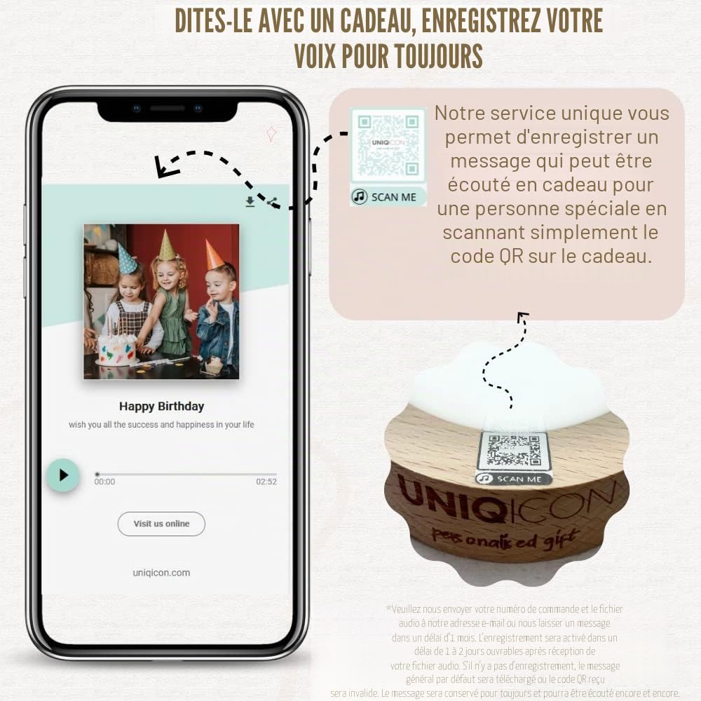 Boule de Cristal Personnalisé avec Photo et Texte, Boule en Verre Personnalisable, Base en Bois, Gravure au Laser et Photos, Cadeau Unique pour Femme, Ami, Anniversaire, Nouvel an, Saint Valentin