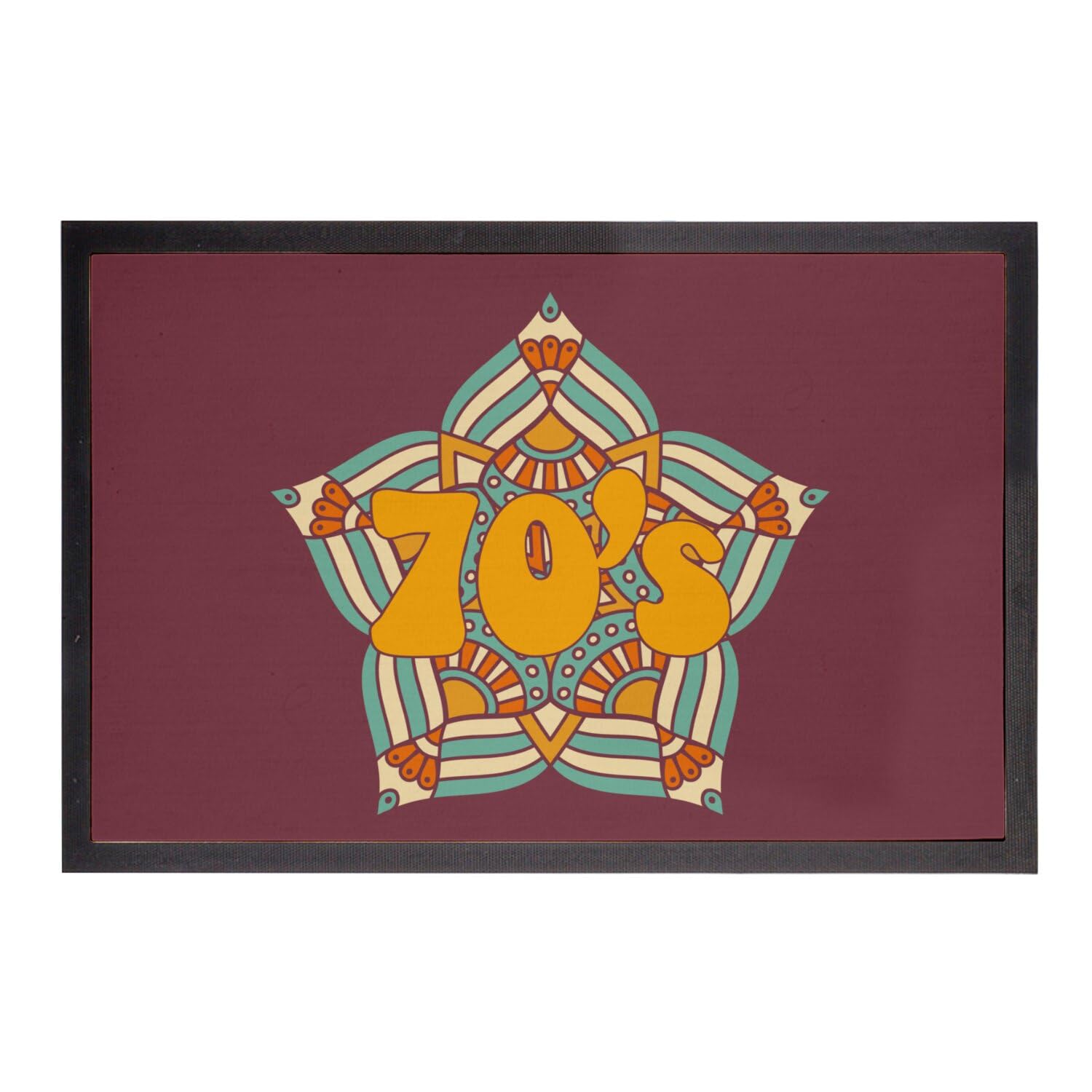 Paillasson rouge hippie nostalgie 75x50cm : tapis entrée rétro esprit 70's