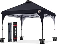 ABCCANOPY 10x10 Pop Up Canopy Tent - Instant Portable Outdoor Shelter, Windproof UPF50+ for Camping, Beach, Backyard, Black