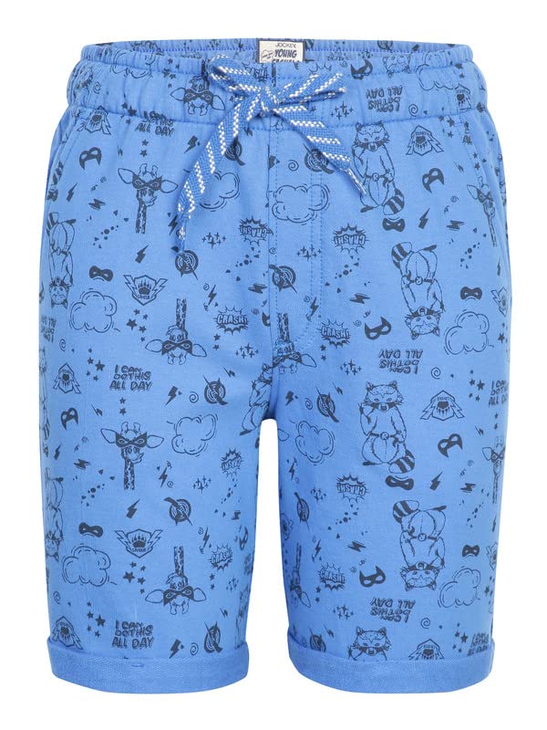 Image of Jockey CB03 Boys Super Combed Cotton French Terry Printed Shorts with Turn Up Hem Styling (Colors & Prints May Vary)