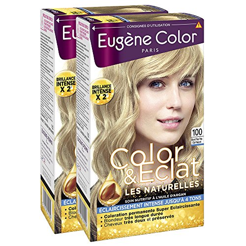 Eugenio color – Les naturales – N ° 100 Rubio Muy Claro Natural – crema colorante super-éclaircissante – – Juego de 2