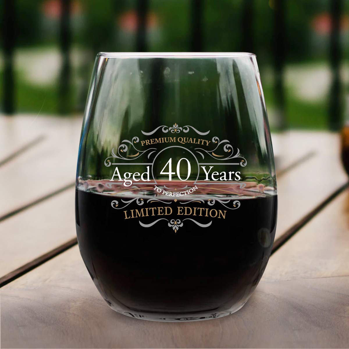 Amazon.com | DU VINO Vintage Edition 40th Birthday Stemless Wine Glass for  Men and Women (40th Anniversary) 15 oz | Happy Birthday Wine Glasses for 40  Year Old | Classic Birthday Gift,
