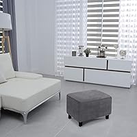 Vista 2 de Funda para Otomano, Fundas Otomanas Elásticas Rectangulares de Terciopelo para Taburete de Pie para Sala de Estar, Protector de Muebles Plegable
