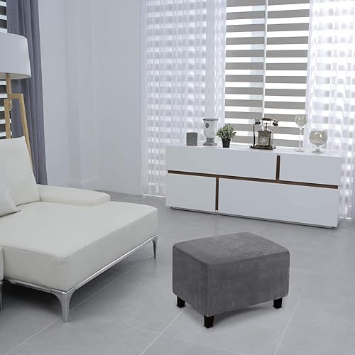 Miniatura 2 de Funda otomana, fundas otomanas de terciopelo rectangular y elásticas para taburetes de pies para sala de estar, protector de muebles de