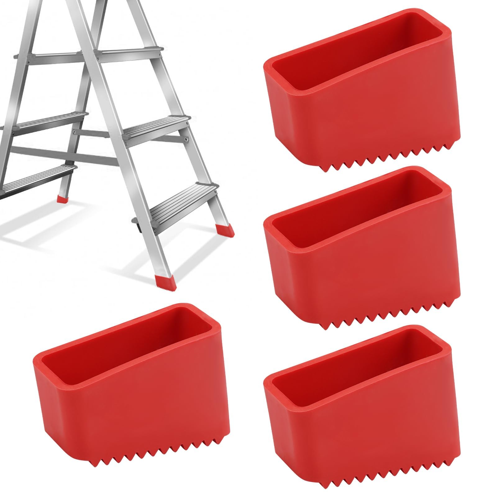 4 Pack Rubber Ladder Feet Caps, Anti-Slip with Noise Reduction, 5.5 x 3.8cm