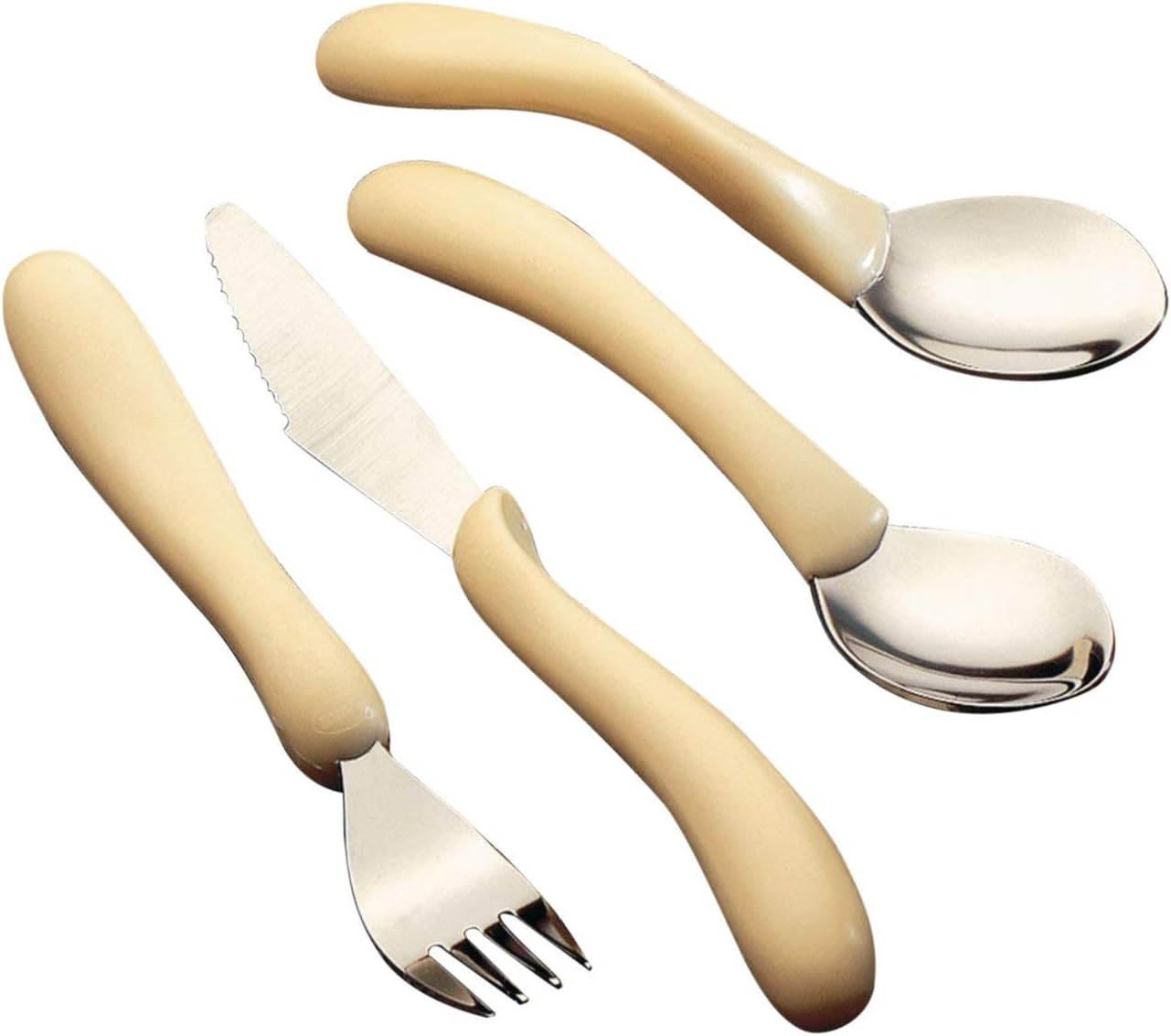 Homecraft Caring Cutlery Set, Silverware, Dinnerware for Home, Kitchen or Restaurant, Ergonomic Stainless Steel Eating Cutlery and Utensil Package with Knife, Fork, Spoon, and Teaspoon for Weak Grip