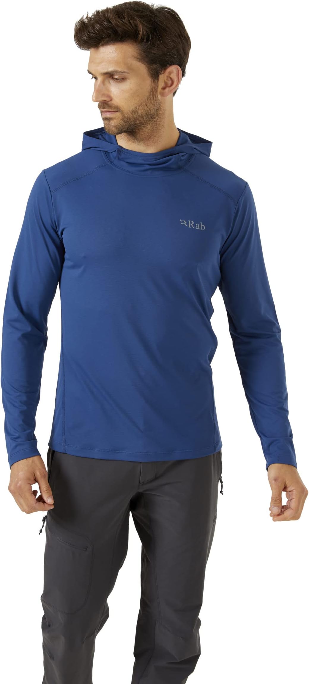 Rab Men's Force Hoody Lightweight Long-Sleeve Hooded Baselayer Shirt for Hiking, Climbing, & Trail Running