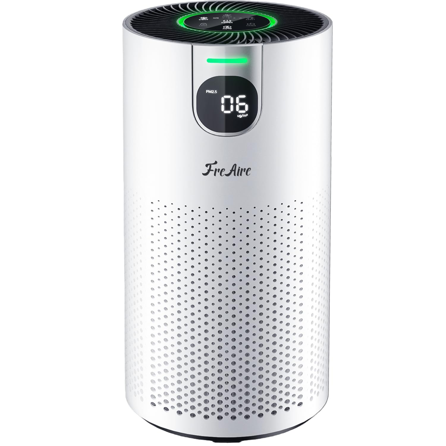 FreAire Air Purifiers for Home Large Room Up to 1800Ft² in Bedroom, HAP606 | True HEPA Filter,20dB Sleep Mode, Real-Time AQI & PM2.5 Display, 360° In&Outlet,Air Cleaner for Pet Dust Smoke Pollen, HAP606