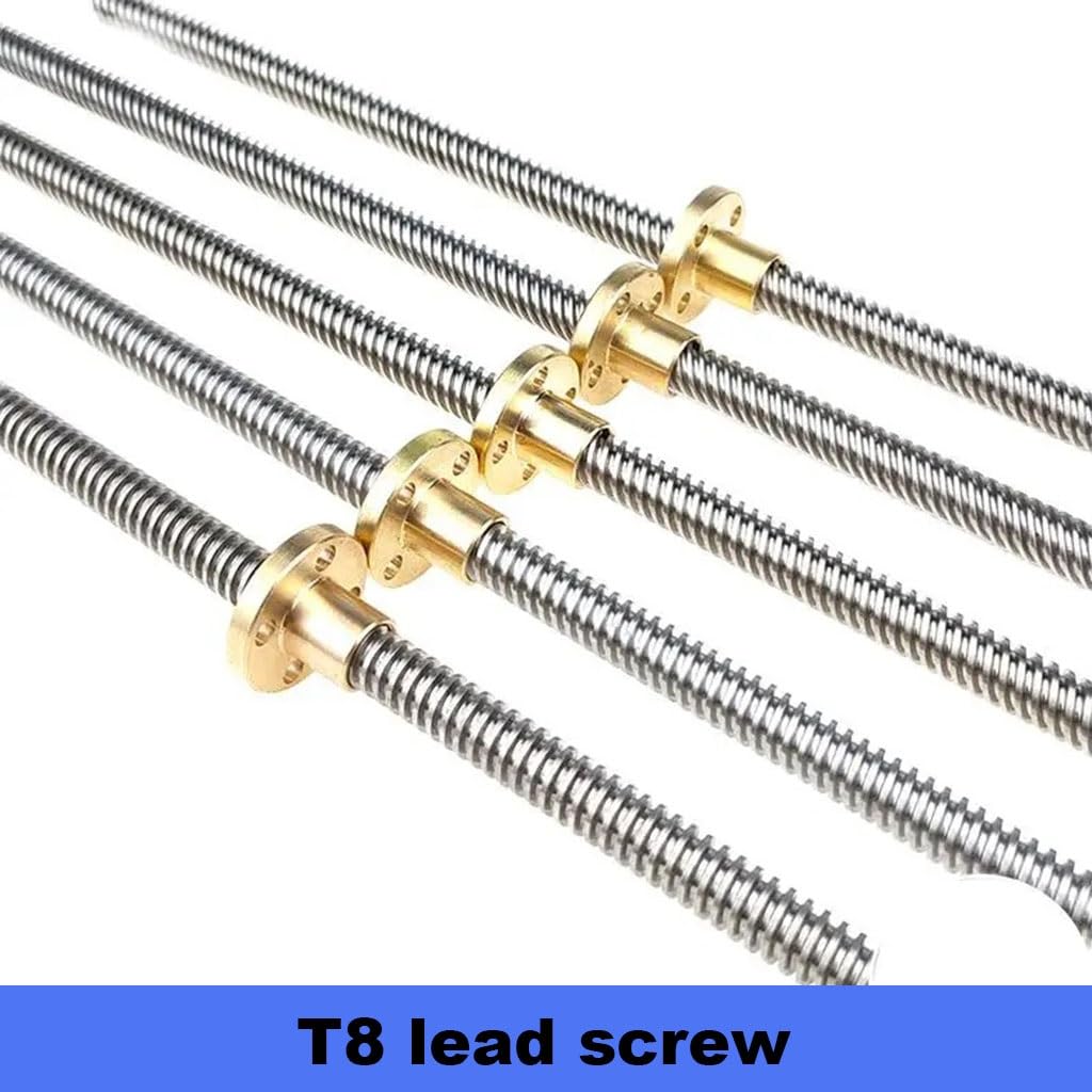 1 Stück T8 Leitspindel 8 mm Gewinde 1 mm 2 mm Blei 100–800 mm Trapezstange mit Kupfermutter