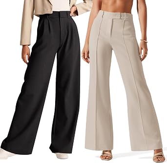 NIMIN High Waisted Work Pants for Women Business Casual Flare 2025 Work Dressy Trousers Slacks-Size of Medium