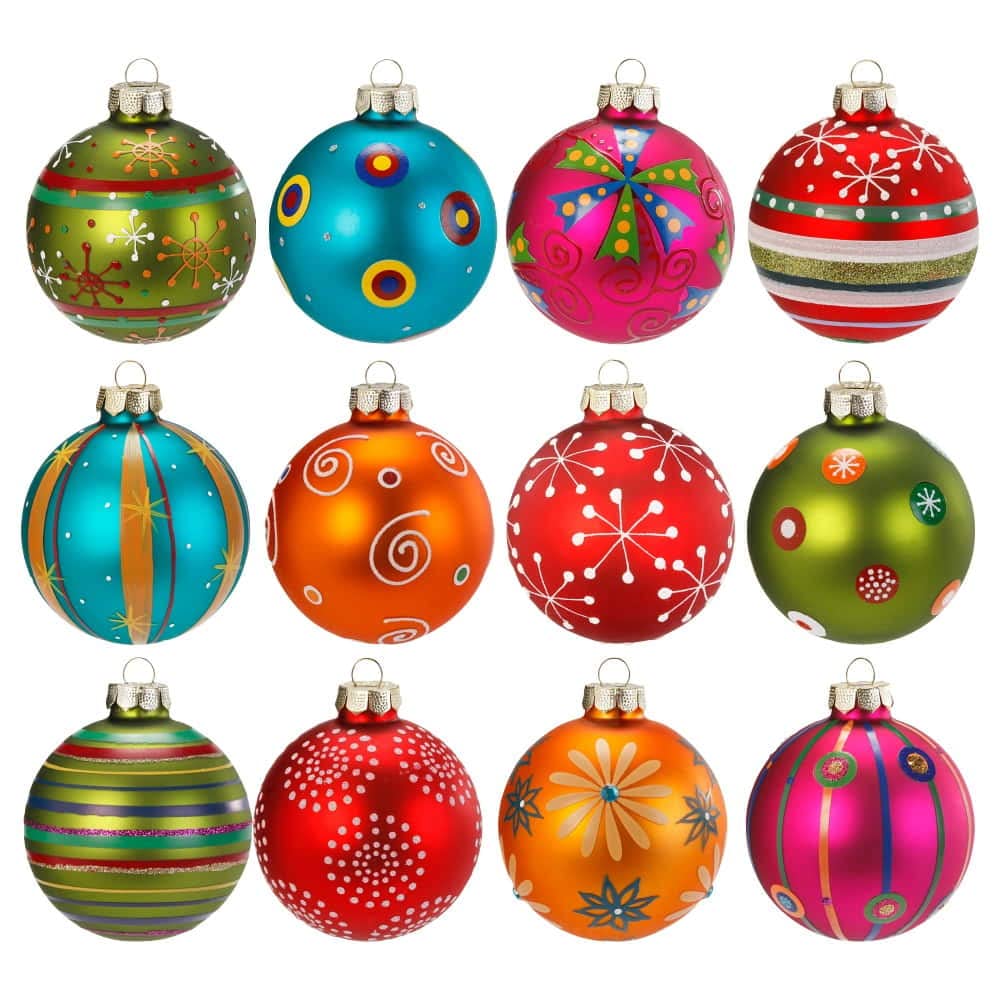 Weihnachtskugeln MilleFiori | Ø 8 cm | 12 Stück | Bunt