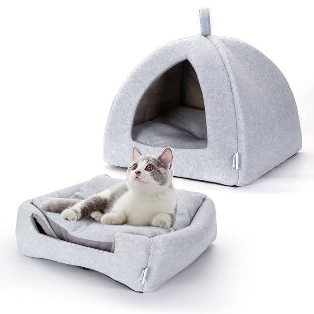 Foto 5 de 8 de Nobleza 2 Piezas Cama para Gato Perro, Cama Gato Cueva Mediano Lavable con Cojín Extraíble