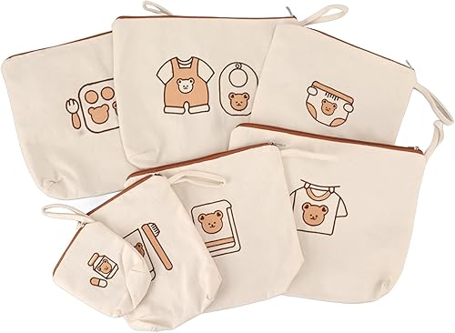 Vista 7 de Bear Print Travel Set, 7PCS Storage Bags, th Lanyard, Reu Travel for up Access