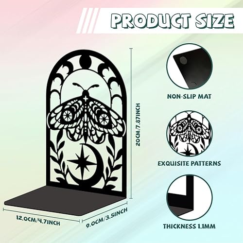 Miniatura 2 de Peacoblue Sujetalibros de metal para estantes, modernos tapones decorativos resistentes para libros de estudio, para oficina, escritorio, estante,