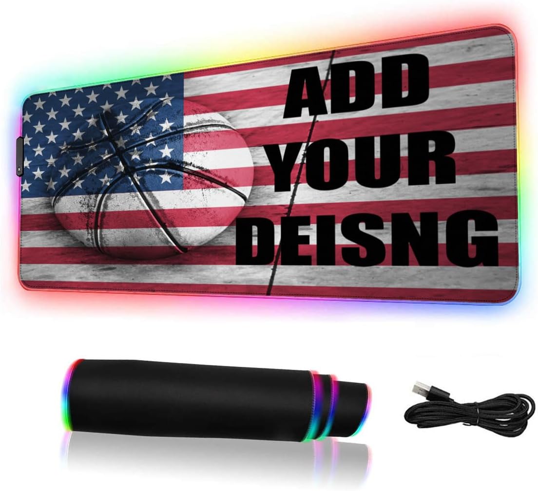 Personalized RGB Gaming Mouse Pad, Customized LED Soft Extra Extended Large Mouse Pad Personalised Gifts Presents for Gaming Lovers, Boyfriend, Boy, 31.5x12 Inch