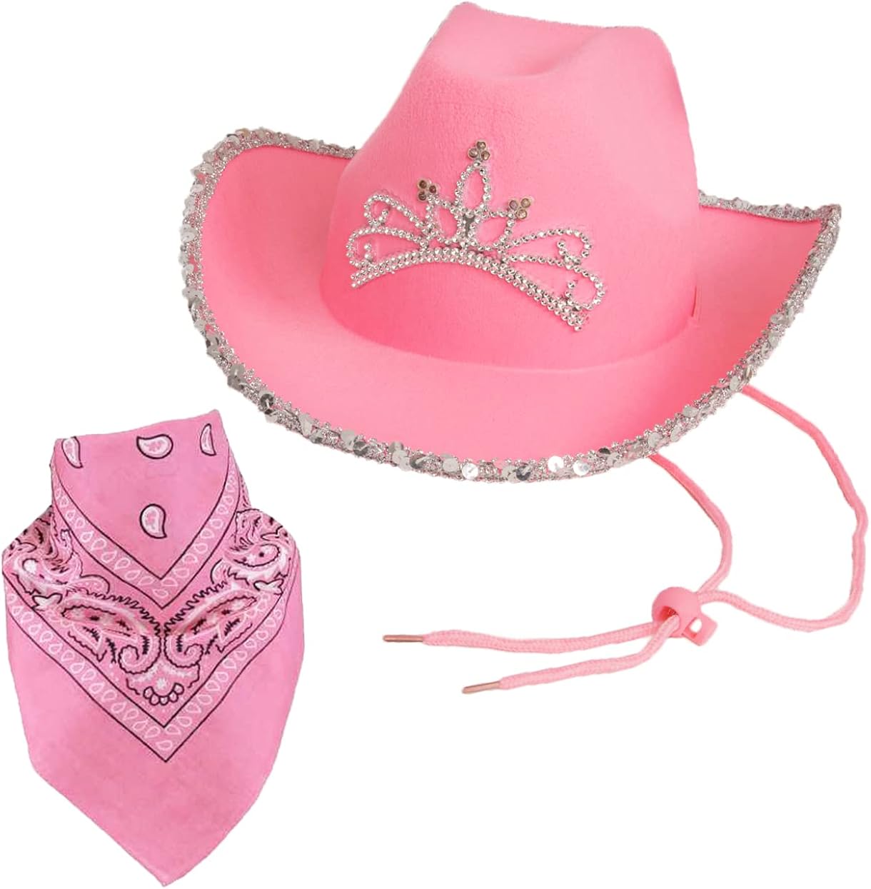 Funny Party Hats Cowboy Hat for Adults - Felt Cowboy Hats w/Paisley Bandana : Clothing, Shoes & Jewelry