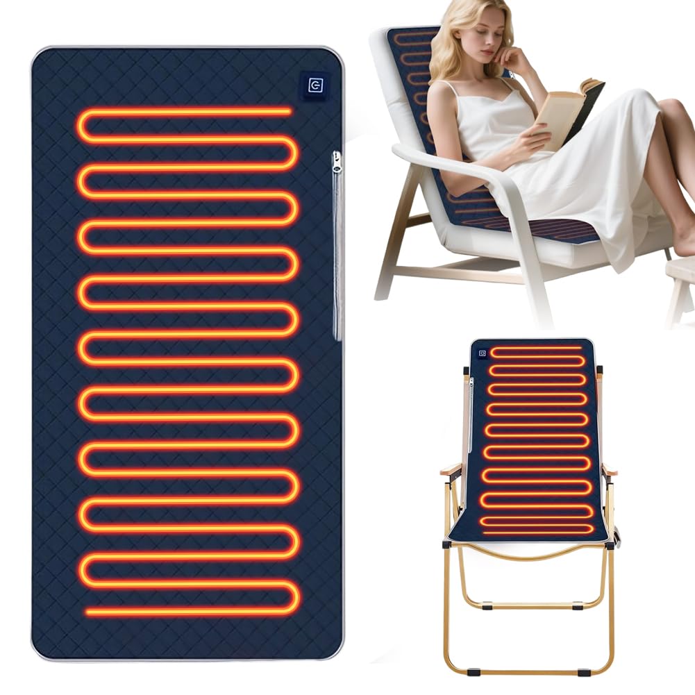 Sitzkissen Beheizbar Outdoor,45 X 90 cm Beheizbares Sitzkissen,Tragbares USB Heizkissen 3 Heizstufen Heating Elektrisch Heizkissen Rücken für Outdoor Bleicher, Camping, Angeln (Large)