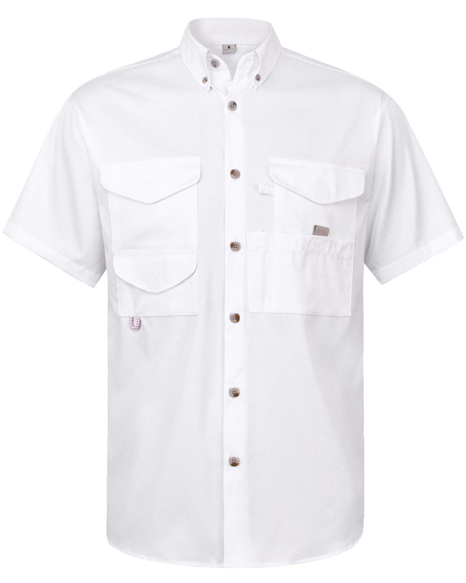 Alimens &amp; Gentle Short Sleeve Fishing Shirt Wicking Fabric Sun Protection Casual Button Down Shirts