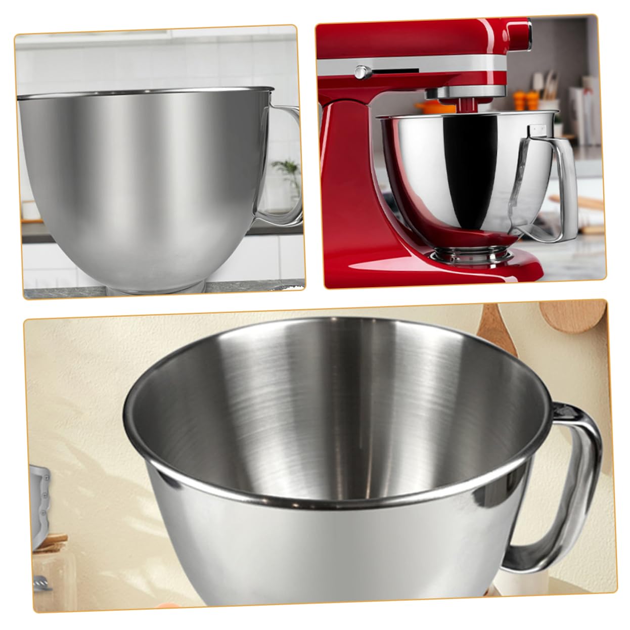 Hemobllo Ciotola Per Mixer in Acciaio Inox 4,5 l Con Manico, Ciotola Di Ricambio Per Impastatrice Planetaria, Lavabile in Lavastoviglie Per Uso Domestico e Preparazione Alimenti