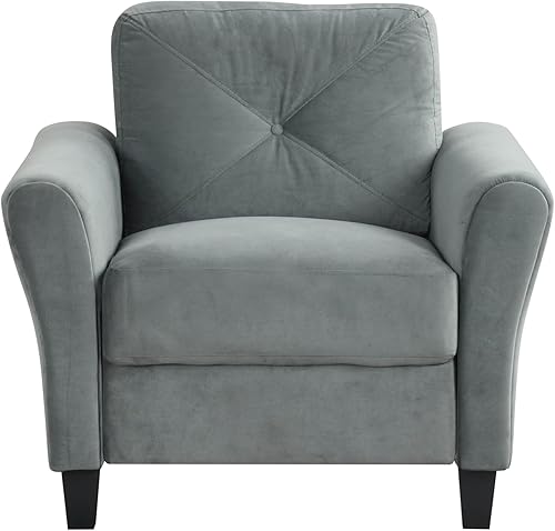 Miniatura 42 de Harper & Bright Designs Sofá individual tapizado de terciopelo con respaldo copetudo con botones, sillón moderno para sala de estar, color negro