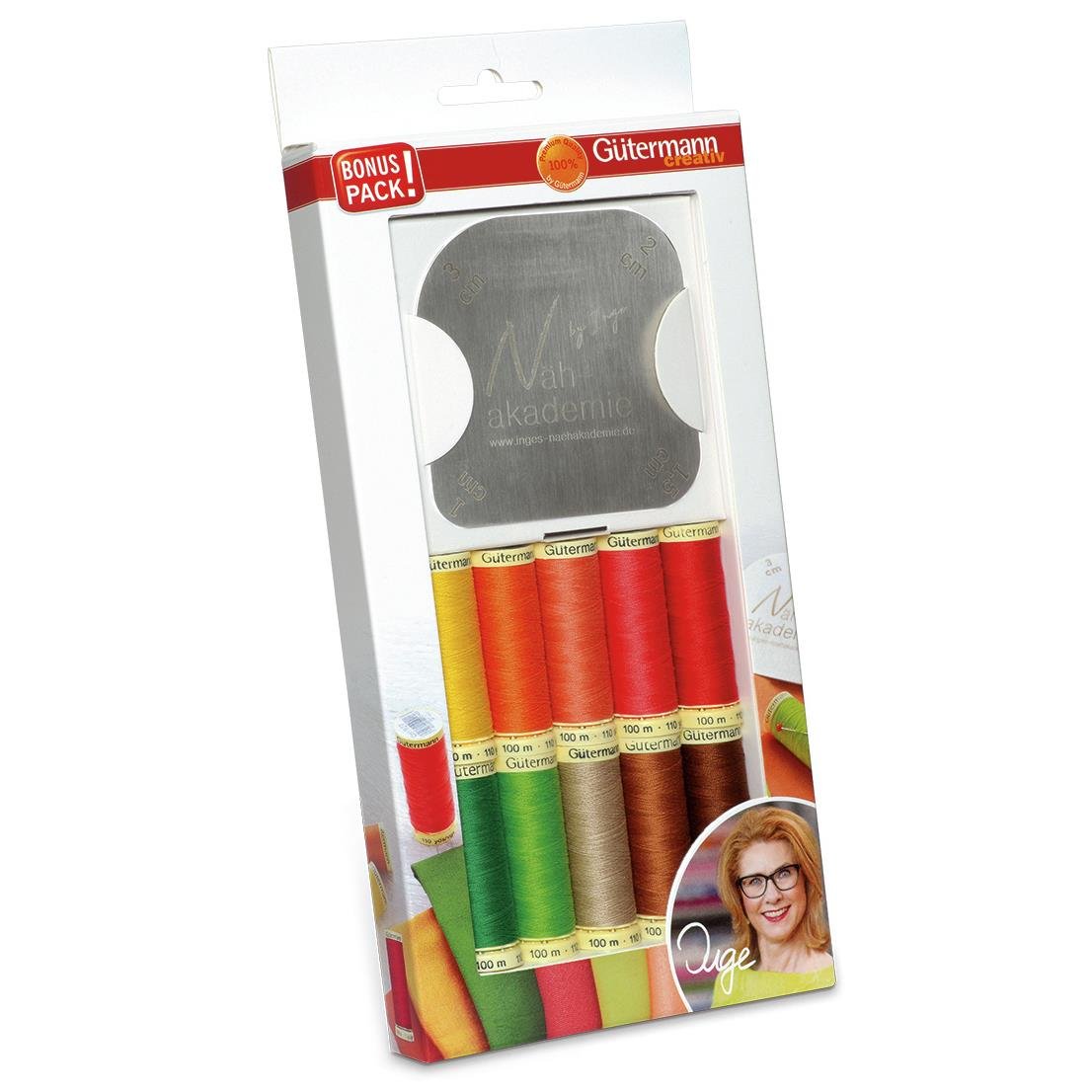 Gütermanncreativ Sewing Thread Set with 10 spools Sew-All Thread 100 m in Inge’s Favourite Colours + one Sign and Ironing Pattern