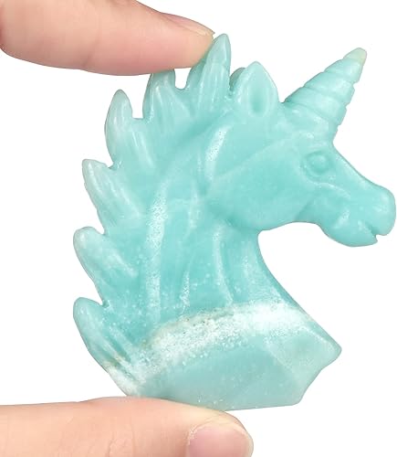 Miniatura 4 de Artistone Estatua de unicornio de cristal de amazonita de 3 pulgadas tallada a mano, cristales curativos, figura coleccionable, regalos de reiki,