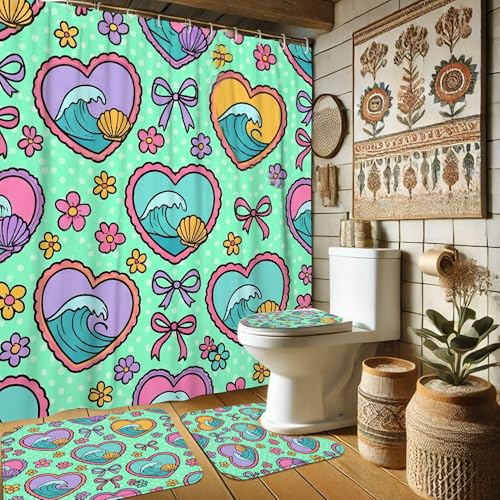 Rideau de douche anti-éclaboussure imperméable turquoise pour sol sec - 2