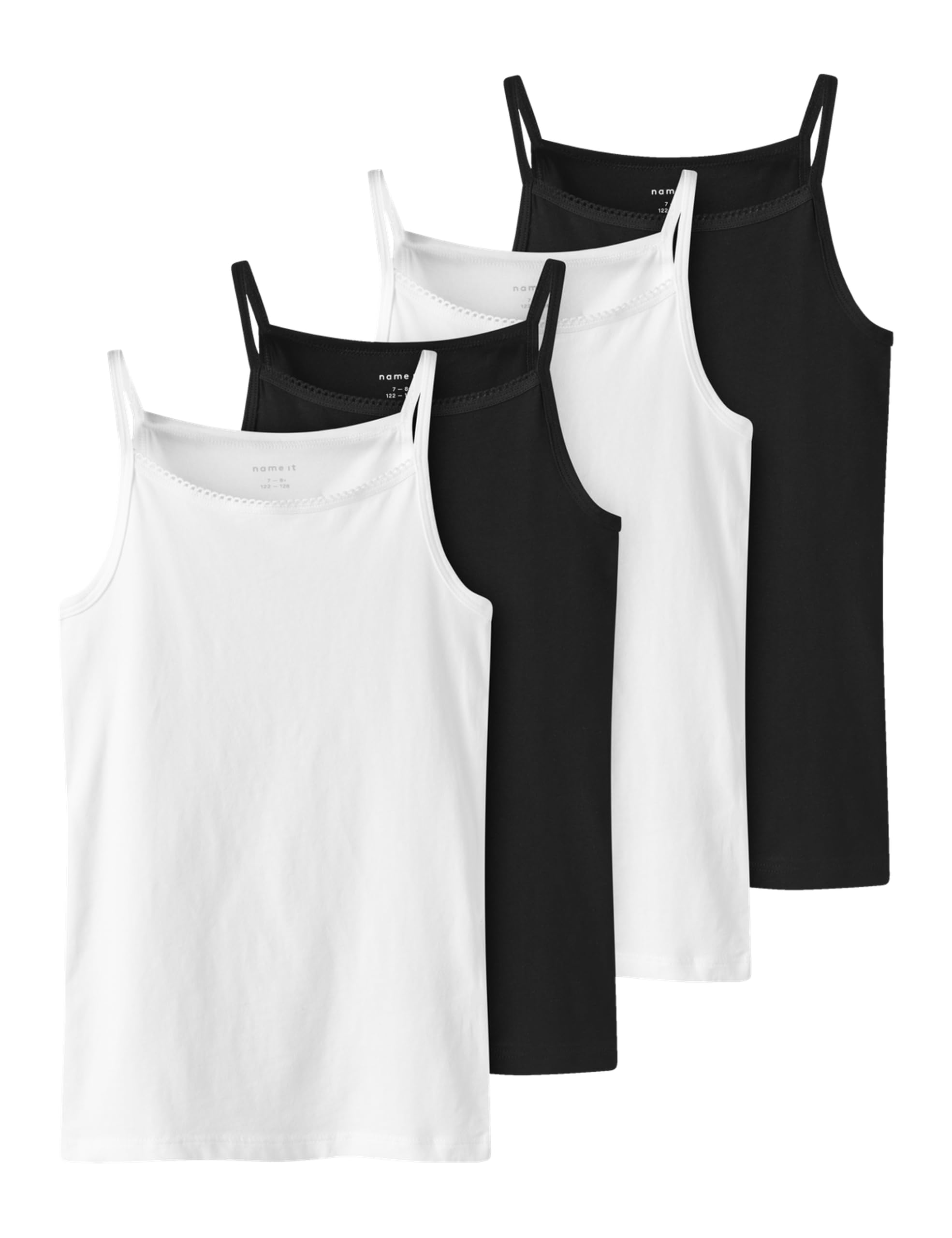 Mädchen Nkfstrap Top 4p Black White Solid Nkfstrap Top 4P Black White Solid (1er Pack)
