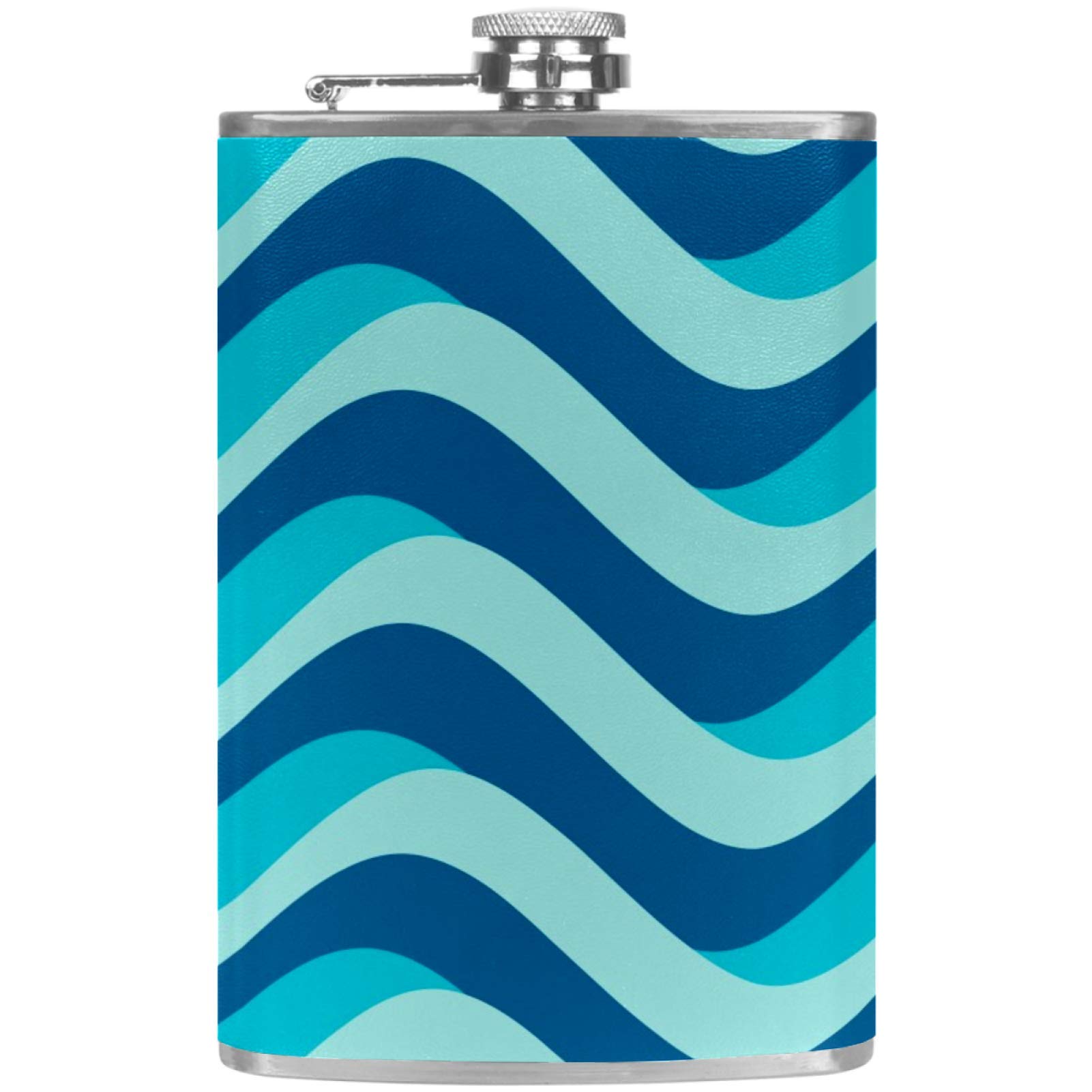 Flasque à whisky en cuir rayé avec entonnoir pour camping et barbecues entre amis