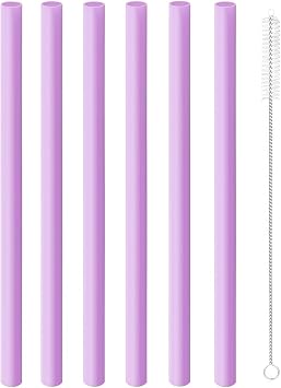 Joshey 6PCS Replacement Straws for Owala FreeSip 24oz & 32oz Water Bottles - Reusable Plastic Straws with 1 Cleaning Brush, Travel Tumbler Accessories Parts Purple