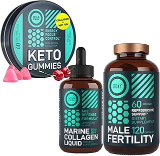 WILD FUEL Male Fertility Supplement, Liquid Collagen Marine and Keto Gummies Health and Wellness Bundle
