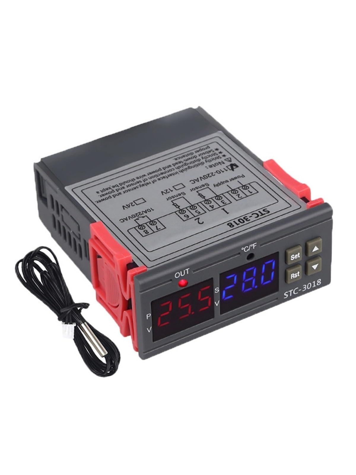 STC-3018 DC12V DC 24V Doppio regolatore di temperatura digitale AC220V Due relè di uscita Termostato regolatore con riscaldatore e raffreddatore(DC 12V)