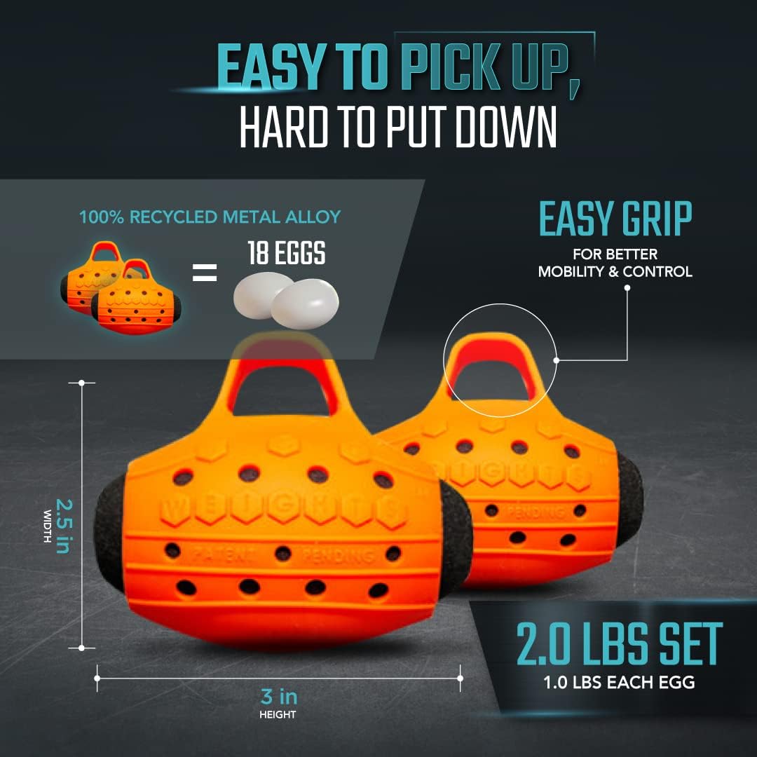 Cardio Ultra-Dense Metal Alloy Hand Weights With Anti-Slip Finger Loop Set of 2 for Yoga, Fitness Training for Men and Women - 2.0 lbs (Without Bag, Orange) + Free E-Book Workout Guide