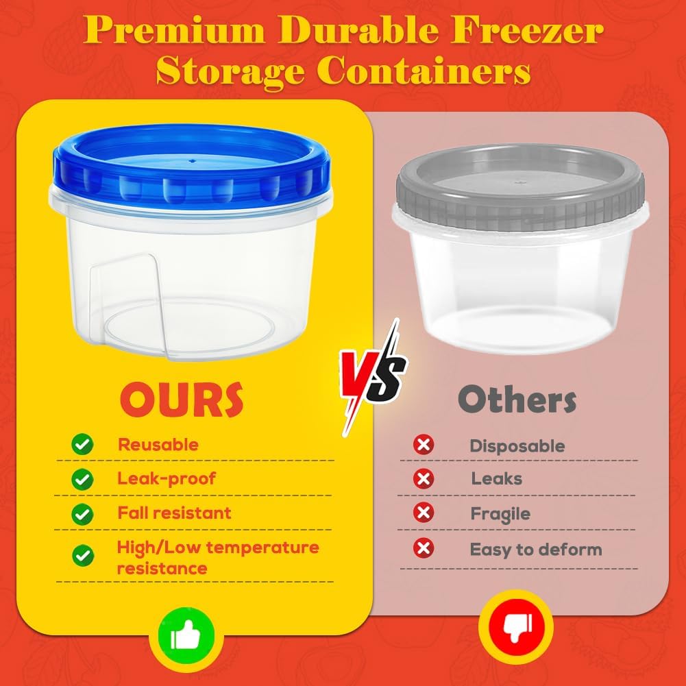 10 Pack 17oz Reusable Freezer Storage Containers with Twist Top Lids Airtight, Clear Plastic Food Storage Meal Prep Containers for Leftover Lunch Fruit Salad Snack, Small Soup Container Microwave Safe - Image 7